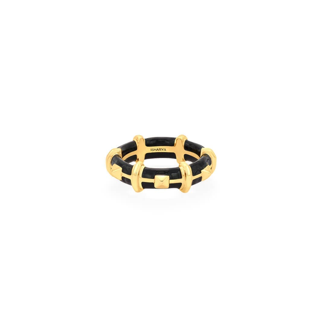 Phogat Black Resin Stackable Ring - Isharya | Modern Indian Jewelry