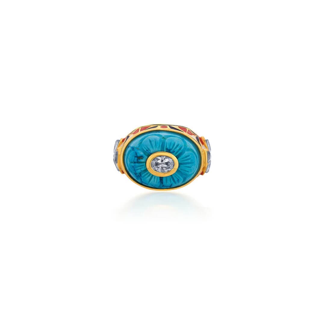Turquoise Heirloom Mughal Ring - Isharya | Modern Indian Jewelry