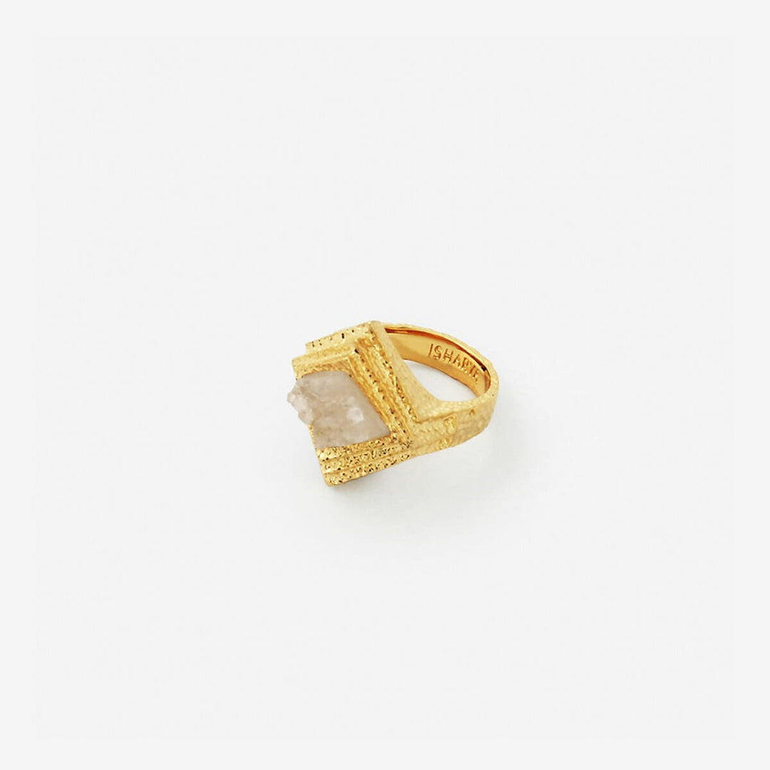 White Druzy Origami Midi Ring - Isharya | Modern Indian Jewelry